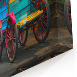 Colorful Rickshaw Market Scene - Vibrant Service Vehicle Wall Art
