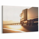 Modern Truck on the Highway - Sleek Truck Photography Canvas Wall Art