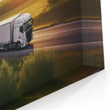 Sunset Highway Journey - Scenic Truck Canvas Wall Art for Home Decor