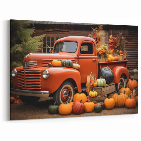 Autumn Harvest Truck - Festive Pumpkin Decor Classic Truck Wall Art