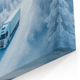 Winter Wonderland Truck - Icy Road Semi Truck Wall Art for Home Decor