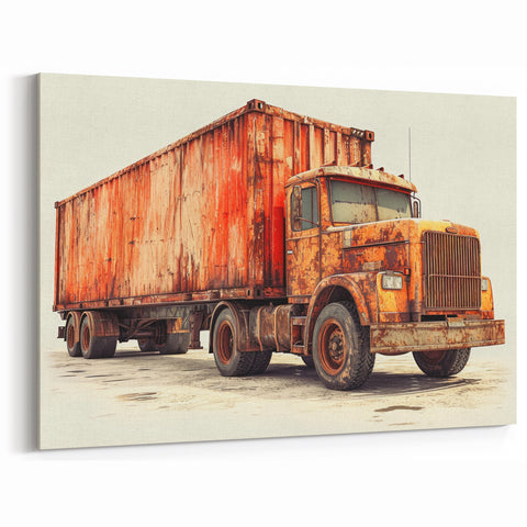 Rustic Rusted Semi Truck - Vintage Industrial Truck Canvas Wall Art