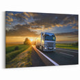 Sunset Highway Semi Truck - Stunning Truck Canvas Wall Art Decor