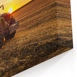 Tractor at Sunset Wall Art - Industrial Farm Equipment Canvas Print