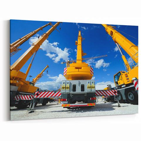 Construction Cranes Wall Art - Heavy Equipment Canvas Print for Offices