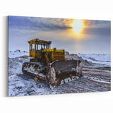 Vintage Bulldozer Wall Art - Winter Construction Scene Canvas Print