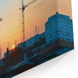 Urban Construction Cranes Art Print - Industrial Cityscape Wall Decor