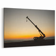 Sunset Crane Silhouette Art - Minimalist Industrial Canvas Print