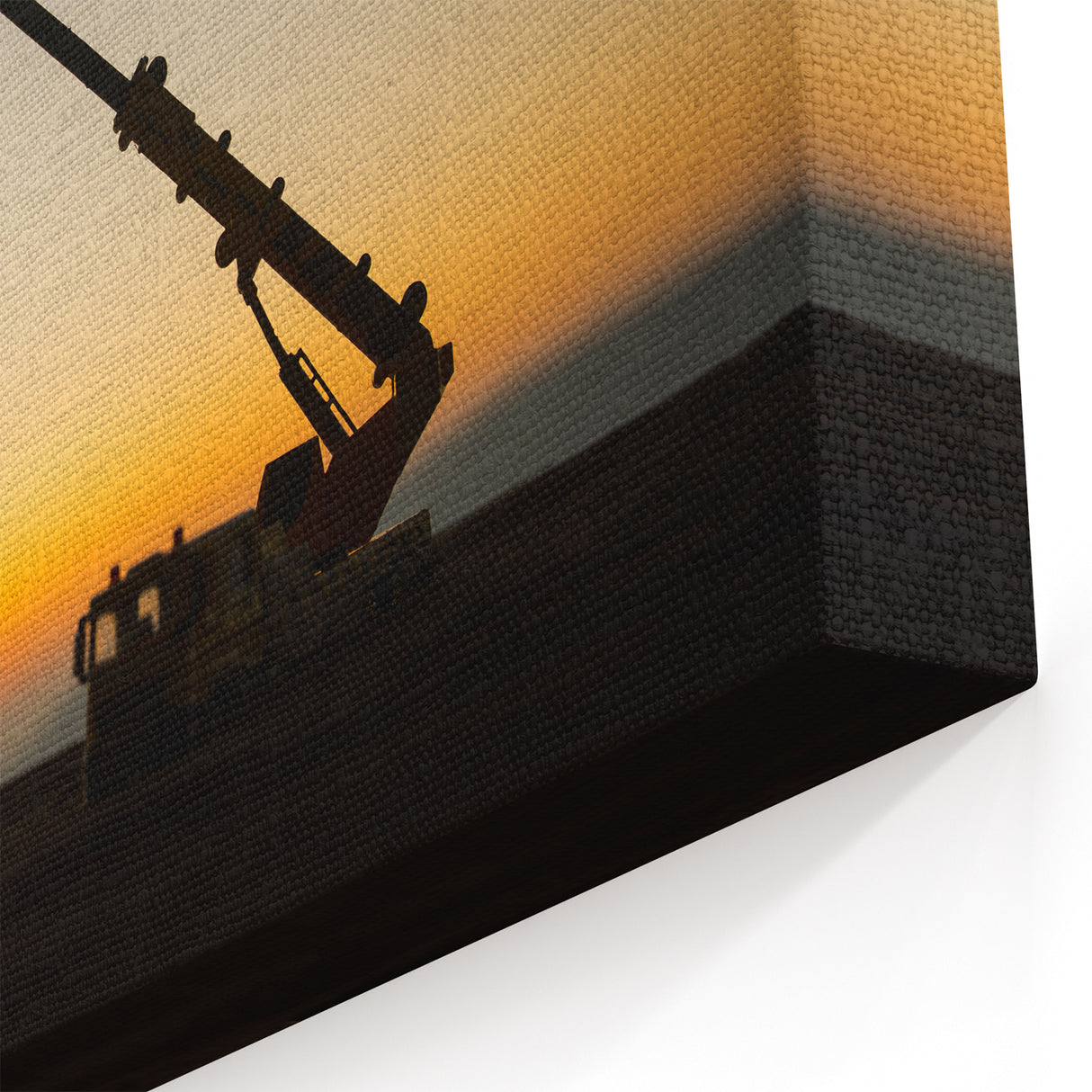 Sunset Crane Silhouette Art - Minimalist Industrial Canvas Print