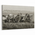 Vintage Excavator Scene Art - Industrial Machinery Sepia Canvas Print