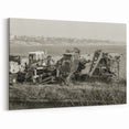 Vintage Excavator Scene Art - Industrial Machinery Sepia Canvas Print