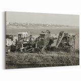 Vintage Excavator Scene Art - Industrial Machinery Sepia Canvas Print