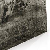 Vintage Excavator Scene Art - Industrial Machinery Sepia Canvas Print