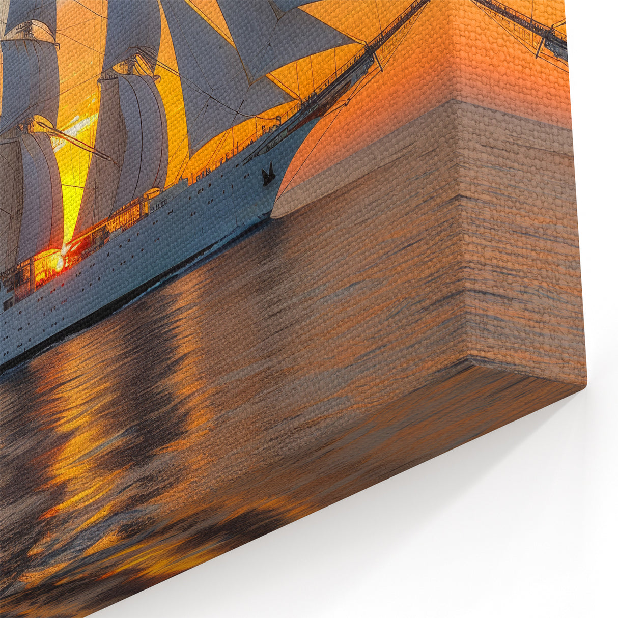 Golden Horizon Sail - Nautical Canvas Art | Majestic Sailboat Print