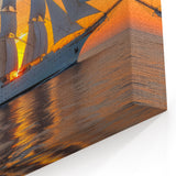 Golden Horizon Sail - Nautical Canvas Art | Majestic Sailboat Print