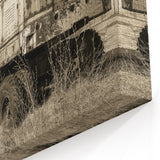 Vintage Crane Wall Art - Sepia-Toned Industrial Machinery Canvas Print