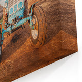 Rustic Farm Tractor Art - Vintage Blue Tractor and Hay Bales Canvas Print
