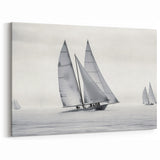 Monochrome Regatta - Nautical Canvas Art | Black and White Sailboat Print
