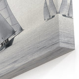 Monochrome Regatta - Nautical Canvas Art | Black and White Sailboat Print