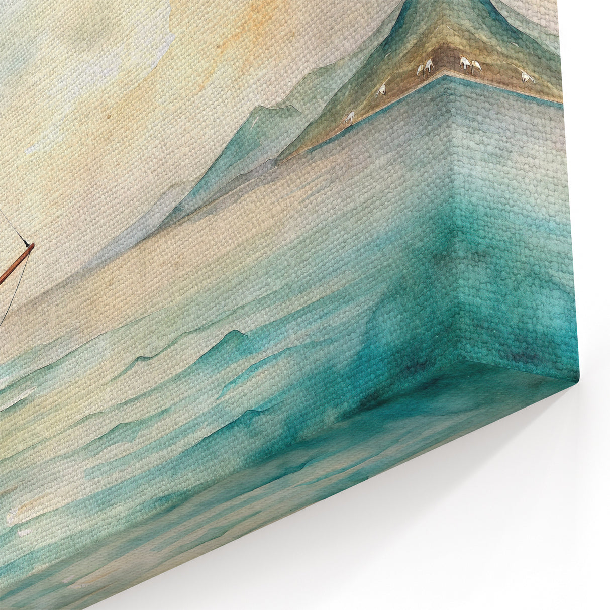 Seaside Tranquility - Nautical Canvas Art | Watercolor Sailboat Print