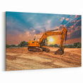 Excavator at Sunrise - Heavy Equipment Wall Art | Construction Vehicle Print