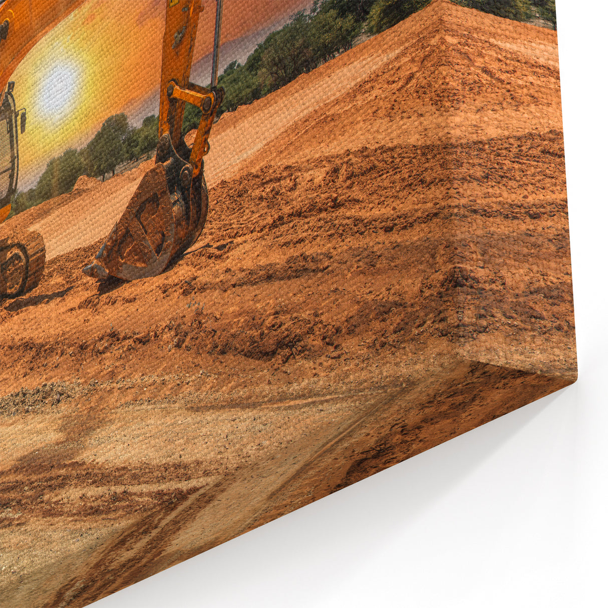 Excavator at Sunrise - Heavy Equipment Wall Art | Construction Vehicle Print