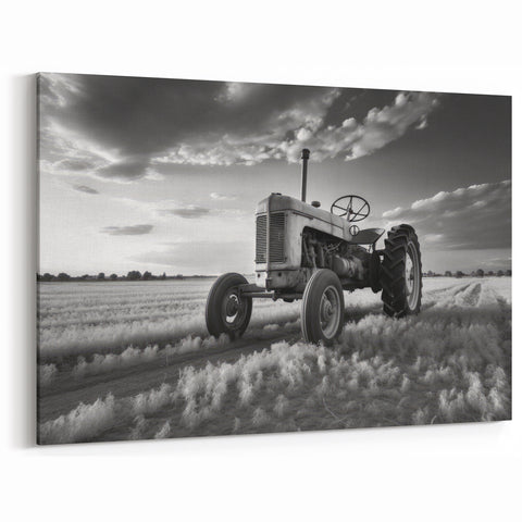 Vintage Tractor in Black and White - Heavy Equipment Wall Art Print