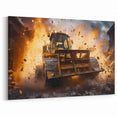 Bulldozer in Action - Explosive Heavy Equipment Wall Art | Construction Art