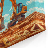 Excavator Under the Sun - Vibrant Heavy Equipment Wall Art | Bold Decor