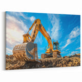 Excavator in Bright Sky - Heavy Equipment Wall Art | Construction Decor