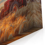 Vintage Red Tractor at Sunset - Rustic Heavy Equipment Wall Art