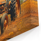 Rustic Tractor in Wildflower Field - Vintage Heavy Equipment Wall Art