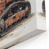 Vintage Bulldozer Illustration - Industrial Heavy Equipment Wall Art