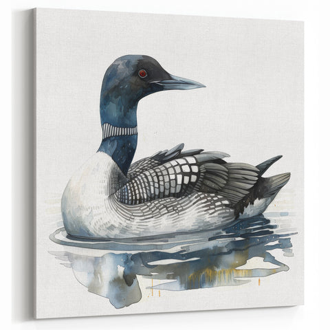 Elegant Loon Canvas Art - Watercolor Loon Print for Wildlife Lovers
