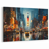 Vibrant Urban Road Wall Art - Nighttime Cityscape with Bright Lights