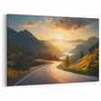 Sunlit Mountain Road Wall Art - Scenic Pathway at Sunrise