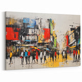 Vibrant Urban Street Wall Art - Colorful Cityscape with Abstract Style