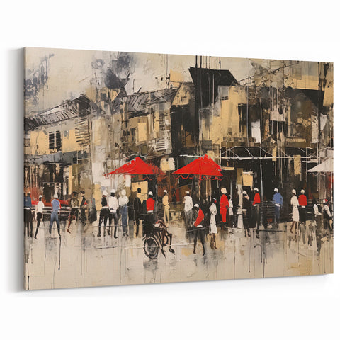 Vintage Urban Street Wall Art - Elegant Cityscape in Neutral Tones
