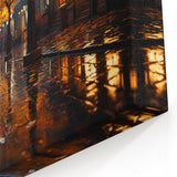 Cozy Autumn Street Wall Art - Evening Stroll in Fall Colors