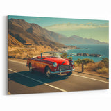 Classic Car Coastal Road Wall Art - Scenic Drive by the Ocean