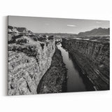 Black and White Canyon Wall Art - Dramatic Valley Landscape Print