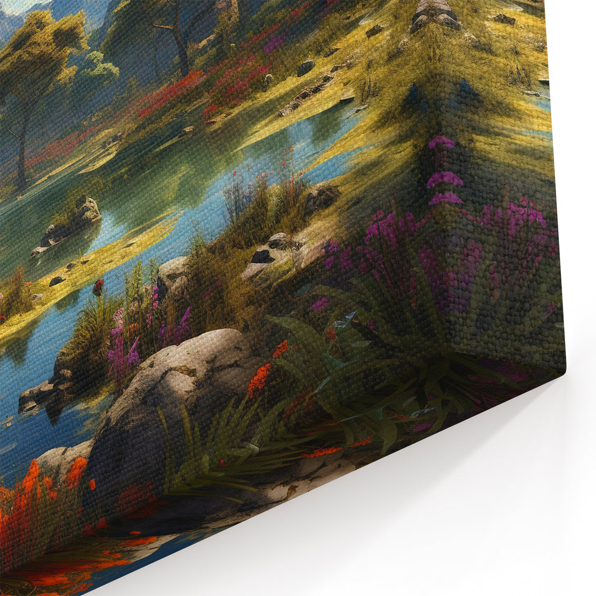 Majestic Valley Wall Art - Vibrant Wildlife Landscape Canvas Print