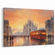 Elegant Milan Cityscape Wall Art - Sunset Tram with Cathedral View