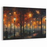 Enchanted Night Forest Wall Art - Illuminated Pathway in Autumn