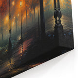 Enchanted Night Forest Wall Art - Illuminated Pathway in Autumn