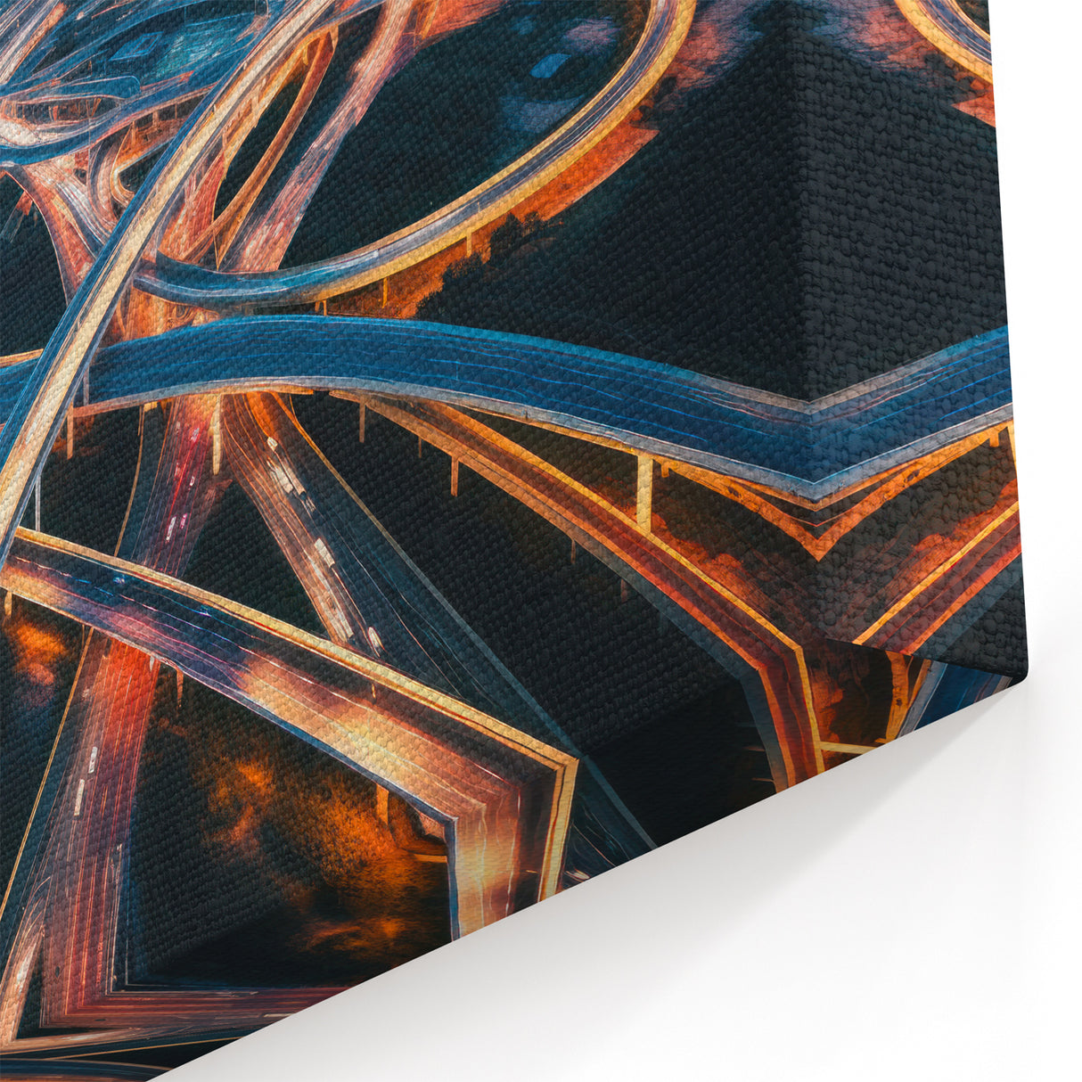 Dynamic City Highway Wall Art - Illuminated Overpasses at Dusk