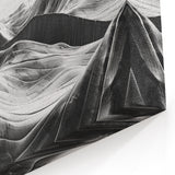 Abstract Monochrome Valley Wall Art - Black and White Landscape Print