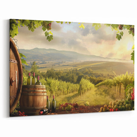 Vineyard Valley Wall Art - Rustic Wine Country Landscape Canvas Print