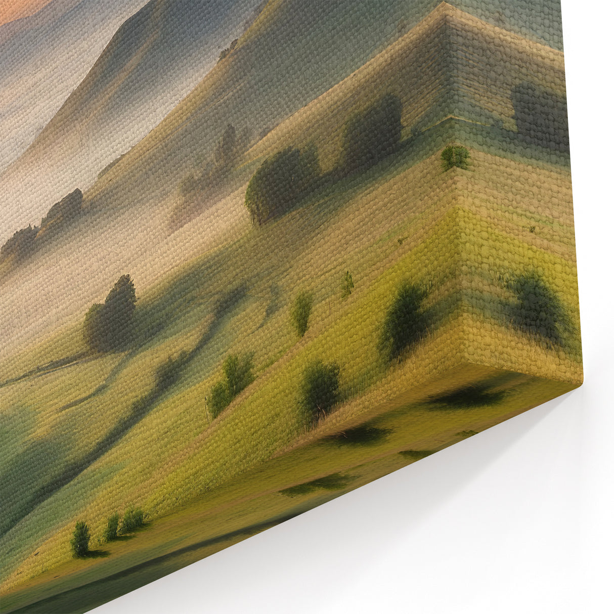 Tranquil Sunrise Valley Wall Art - Serene Morning Mist Canvas Print