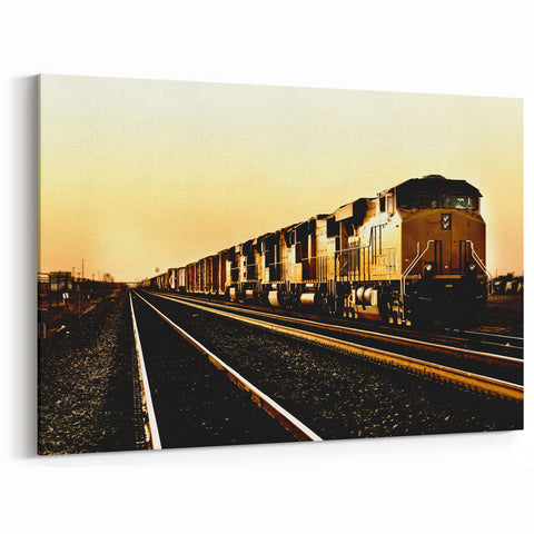 Sunset Freight Train Wall Art - Railroad Poster for Modern Decor
